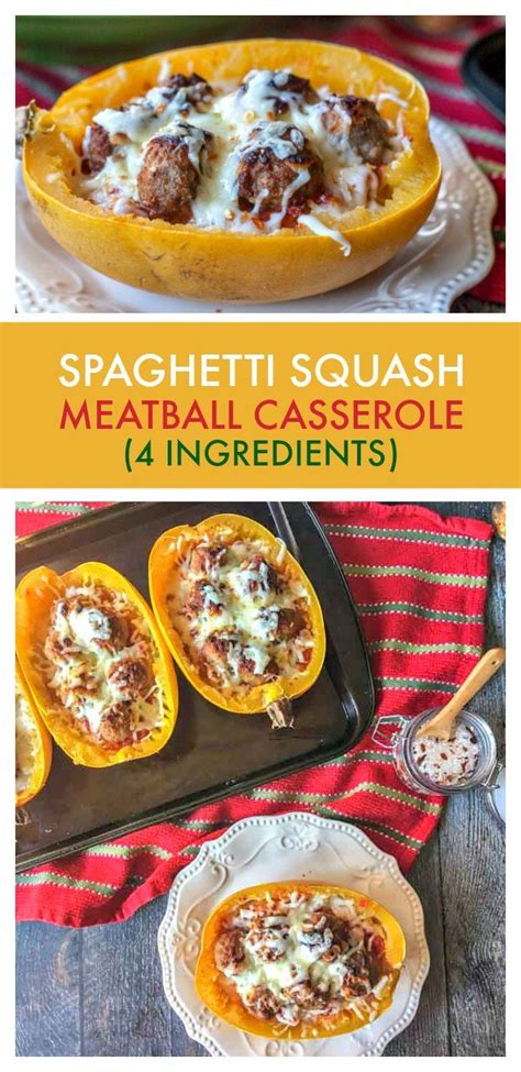 Spaghetti Squash Meatball Casserole 4 Ingredients Recipe