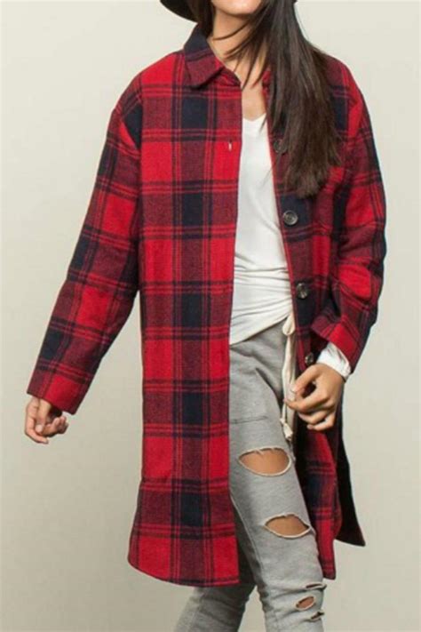 Pol clothing Red Plaid Jacket from Virginia Beach by A. Dodson's — Shoptiques