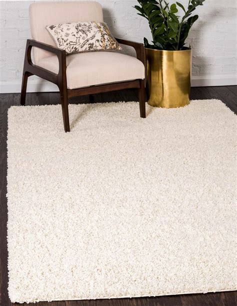 Pure Ivory 5 X 8 Solid Shag Rug Unique Loom Area Rugs