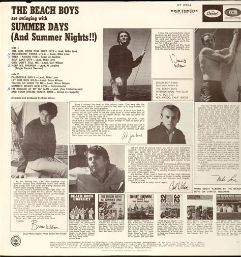 Summer Days And Summer Nights Original 1965 Us Capitol Label 12