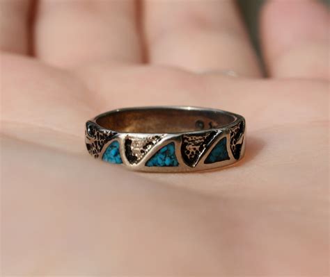 Turquoise Ring Turquoise Inlaid Sterling Silver Ring Etsy Ireland
