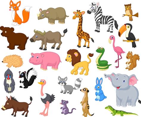 Conjunto De Colección De Animales Salvajes De Dibujos Animados Vector