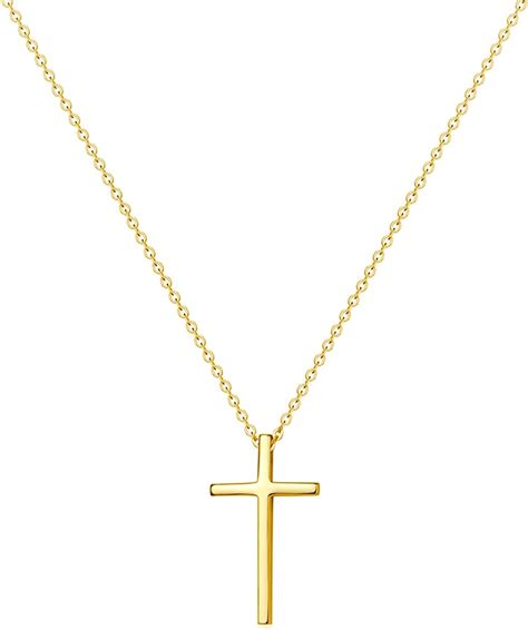 14k Gold Plated Tiny Cross Pendant Necklace For Women Simple Cross