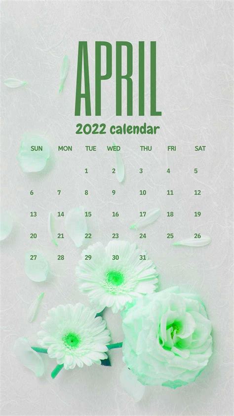 Download Mint Green Flower April 2022 Calendar Wallpaper