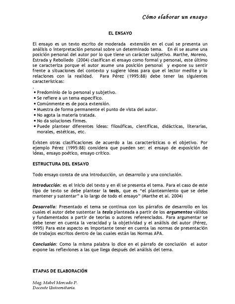 Como Elaborar Un Ensayo Escrito Ejemplo Actualizado A