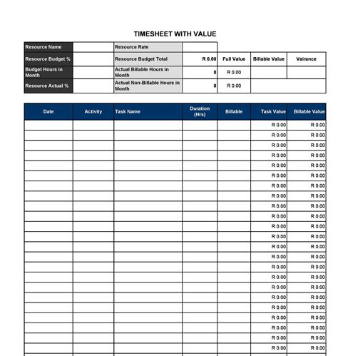 Excel Monthly Timesheet Template