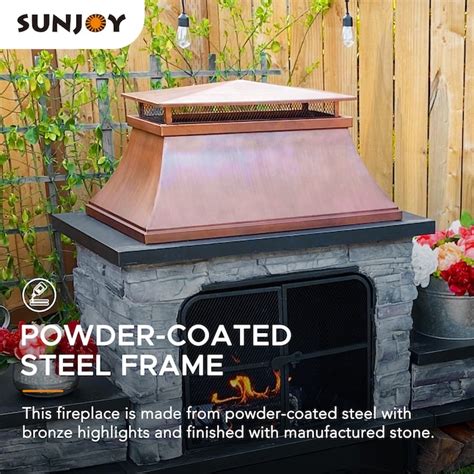 Sunjoy Copper Steel Outdoor Wood Burning Fireplace In The Outdoor Wood