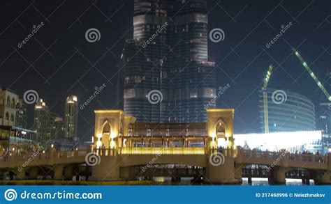 Bridge And Fountains In Front Of Burj Khalifa Dubai Emirates