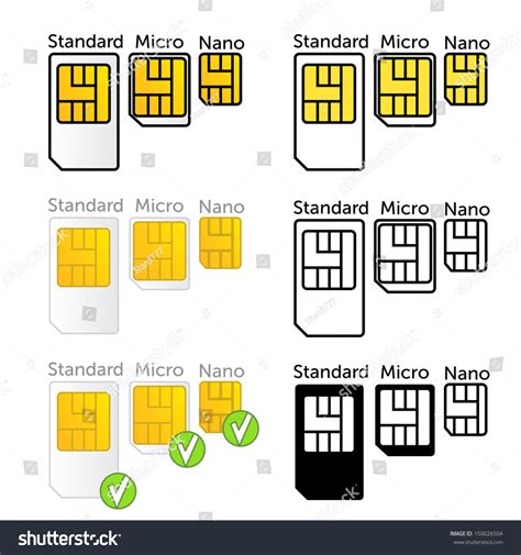 Mobile Sim Card Types Set Vector เวกเตอร์สต็อก ปลอดค่าลิขสิทธิ์