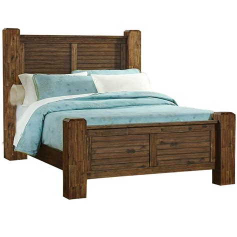 Wooden California King Size Bed With Louvered Headboard And Footboardbrown