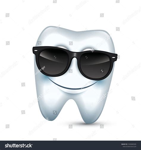 Cute Tooth Emoticon Wearing Sunglasses Emoji Stock Vector Royalty Free