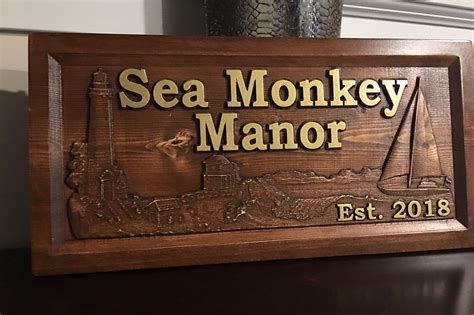 Wood Carved Personalized Beach House Sign Lighthouse Sign Etsy In