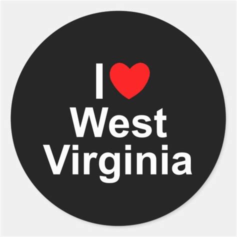 I Love Heart West Virginia Classic Round Sticker Zazzle