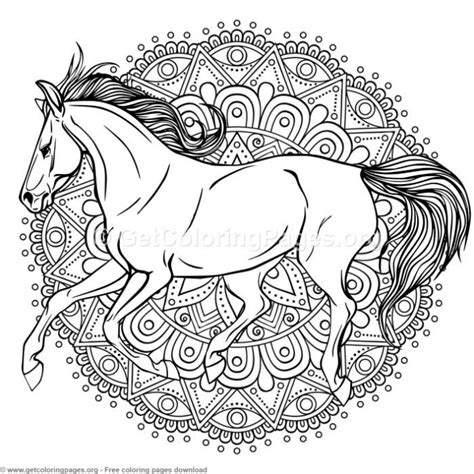 So i'm digging through the artwork i drew from my other previously published adult coloring books to find some more sample pages to share with you! 4 Horse Mandala Coloring Pages Free instant download # ...