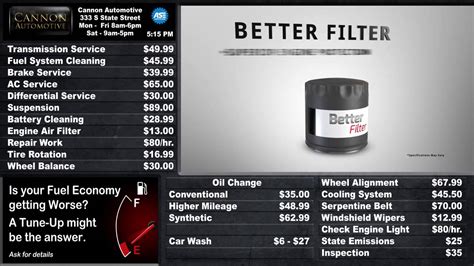 Car Repair Shop Digital Menu Board Youtube