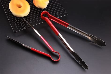 1pc Bq Tongs Silicone Cover Handle Kitchen Tongs Lock Design Barbecue Clip Clamp Stainless Steel