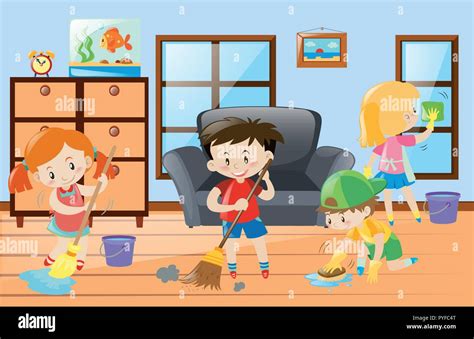 Boy Doing Chores Stock Vector Images Alamy