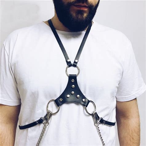 Sexy Mens Pu Leather Harness Bdsm Lingerie Chest Bondage Garter Belt Suspeneder Ebay