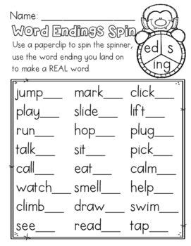 Found 606 words ending in ment and displaying words between 1 and 100. Word Endings Spinner (s,ed,ing) | First grade phonics ...