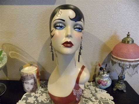 Vintage Style Art Deco Flapper Mannequin Head Hat Stand