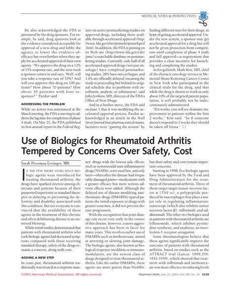 Use Of Biologics For Rheumatoid Arthritis Tempered By Concerns Over