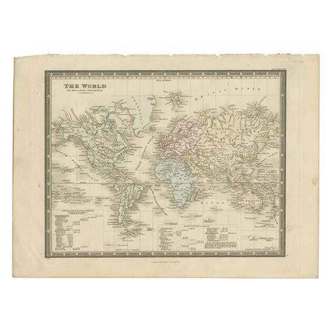 Antique Map Of The World Mercator Projection By Wyld 1845 For Sale