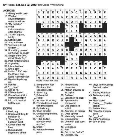 The New York Times Crossword In Gothic 122212 — The Saturday Crossword