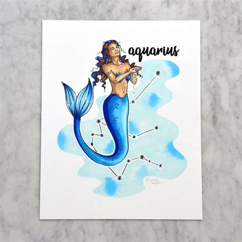 Aquarius Mermaid Art Print Etsy