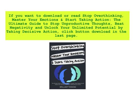 Ppt Pdf Download Stop Overthinking Master Your Emotions Start Taking Action The Ultimate
