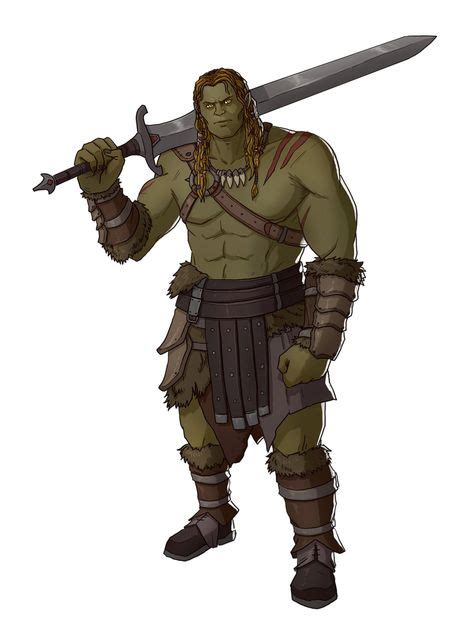 Male Half Orc Greatsword Barbarian Pathfinder Pfrpg Dnd Dandd 35 5e