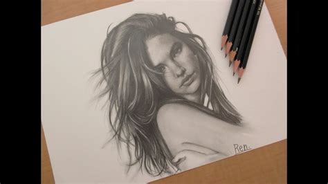 How To Sketch Barbara Palvin Pencil Drawing Youtube