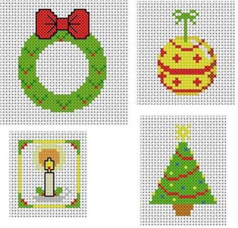 four simple christmas cross stitch patterns for card making etsy
