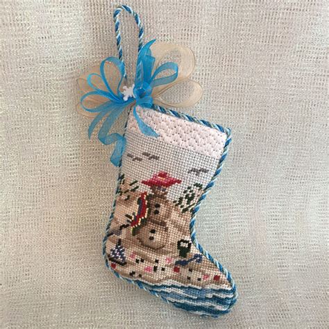 Finishing of beach mini stocking | Needlepoint christmas, Mini