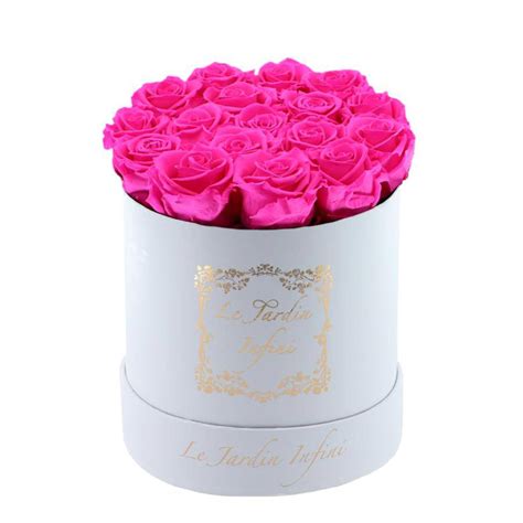 Soft Pink Roses Medium Round White Box Le Jardin Infini