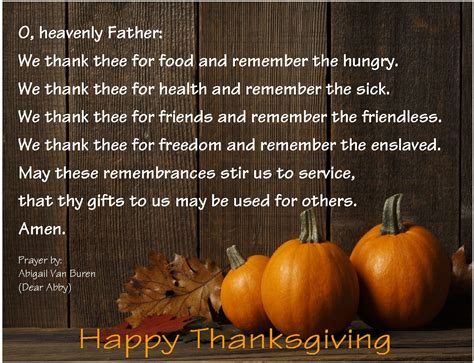 Thanksgiving Prayer Written By Ann Landers Dear Abby Inspirational