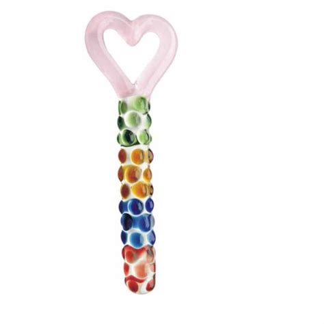 Rainbow Heart Glass Dildo Play Peachbuds Sex Toy Manufacturer