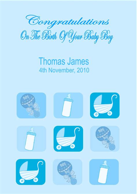 Save time and effort by using our ready made messages in your next newborn baby boy card. Personalised New Baby Boy Card Design 3