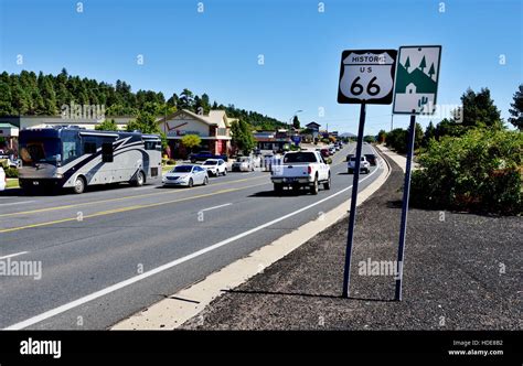 Historic Route Us 66 Highway Through Flagstaff Arizona Stock Photo Alamy