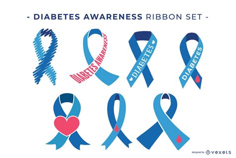 Diabetes Awareness Ribbon Set Vector Download