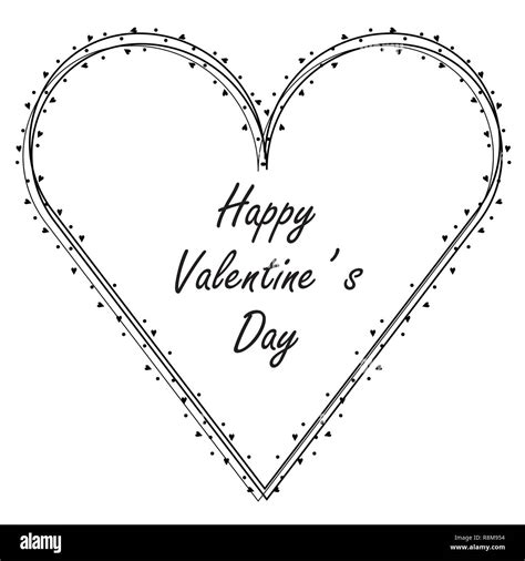 Vector Heart Frame With Black Lines Little Hearts And Dots Stock