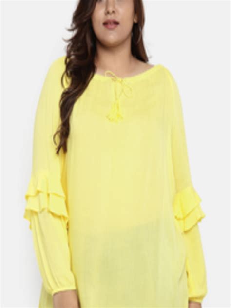 Buy All Plus Size Women Yellow Solid Top Tops For Women 7039912 Myntra