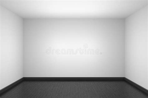 Empty White Room With Black Hardwood Parquet Floor Stock Illustration