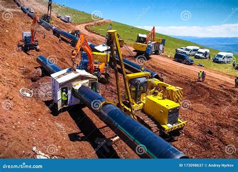 Construction Work On The Installation Of The Pipeline Gas Pipeline