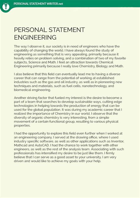 This Engineering Personal Statement Sample Will Help You To Achieve