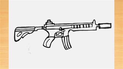 How To Pubg M416 Gun Sketch Drawing Pubg M416 Draw Pubg Gun Drawing