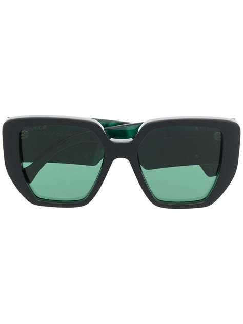 Gucci Gg0956s Oversized Frame Sunglasses Green Editorialist