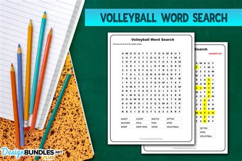 Volleyball Word Search Printable Worksheet