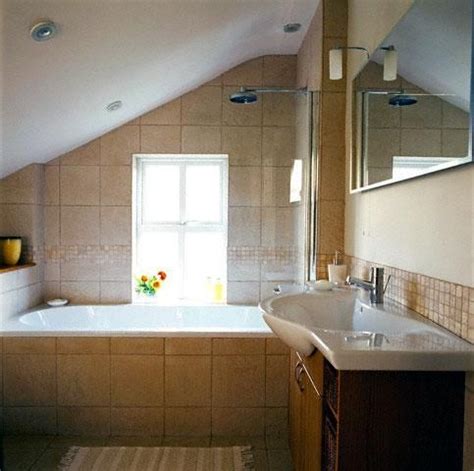 In a bathroom with a sloping ceiling just as in a slanted ceiling bedroom the walls are often inclined and may create a claustrophobic atmosphere in the bathroomwith good design ideas you can make the room bigger and more comfortable. 1920s+bathroom+sloped+ceiling | Attic Bathrooms with Sloped Ceilings | Attic bathroom