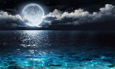 Hd Wallpaper Earth Moon Cloud Night Ocean Sea Wallpaper Flare