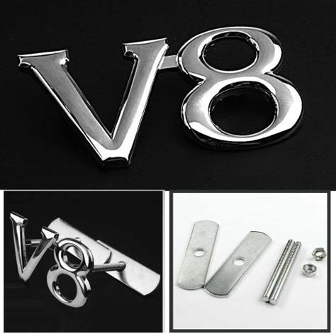Buy Chrome Silver V8 3d Metal Racing Front Hood Grille Badge Emblem V8